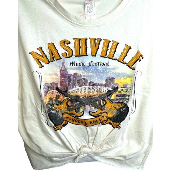 Messy Buns, Lazy Days Nashville Rock & Roll T-Shirt MEDIUM - Picture 8 of 11